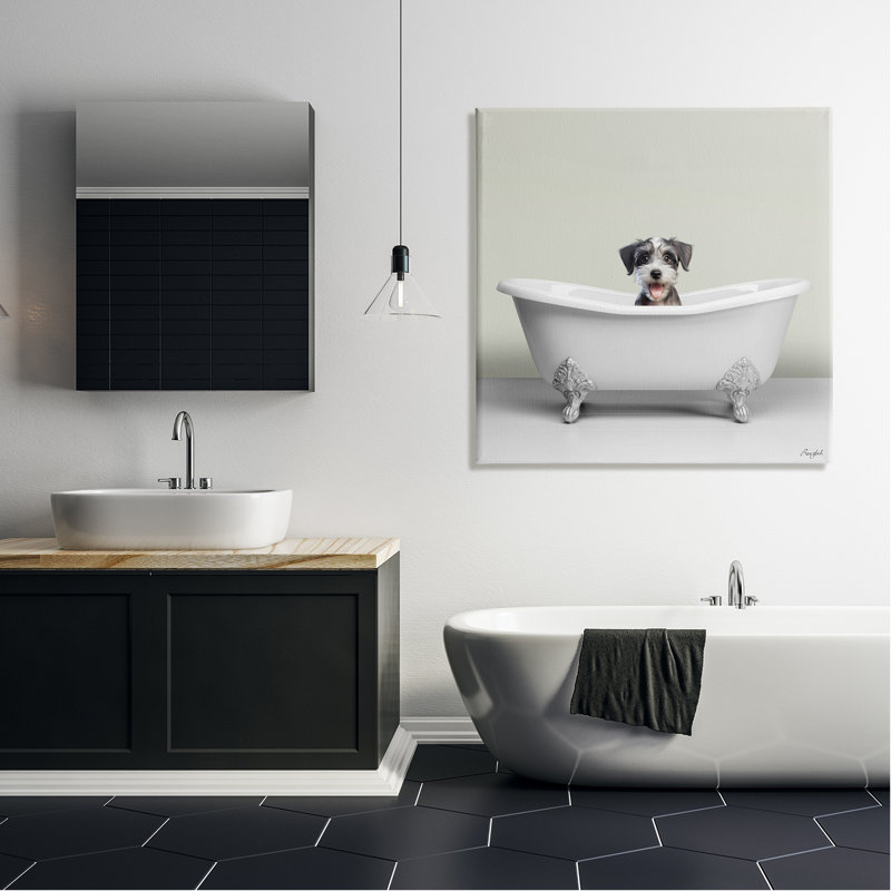 Chiot pastel dans la baignoire par Roozbeh, H 36 po x l 36 po x P 1,5 po