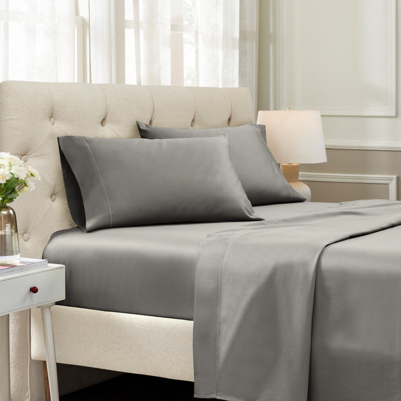  Ensemble de draps Luxury, Ensemble de draps pour lit très grand californien, Gris