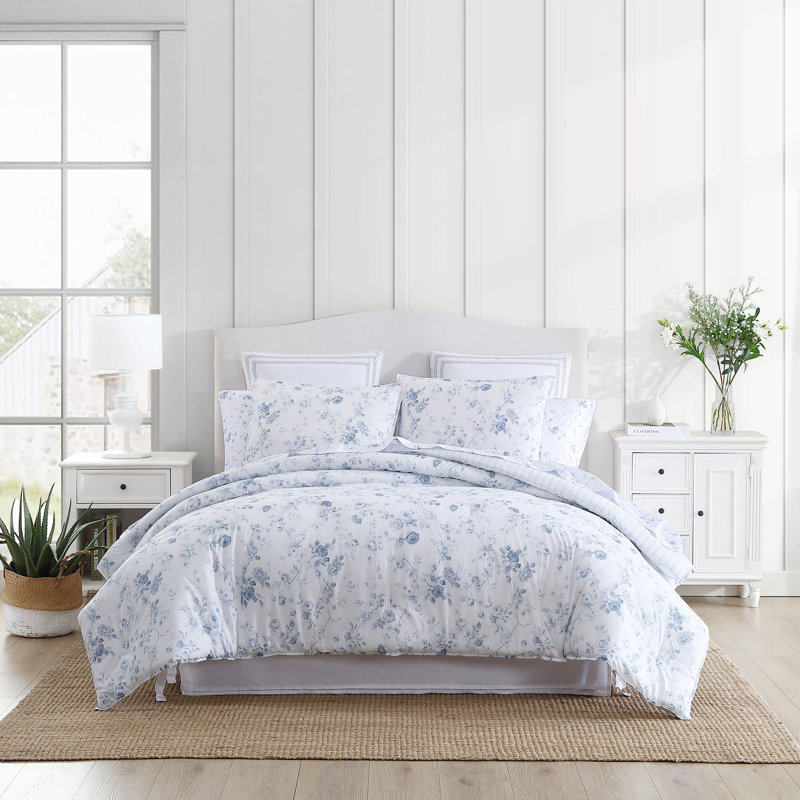 Ensemble de couette réversible en coton à fleurs bleues Laura Ashley Belinda