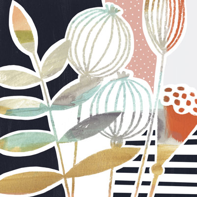 Patterned Flora I 1 Piece Wrapped Canvas Painting
