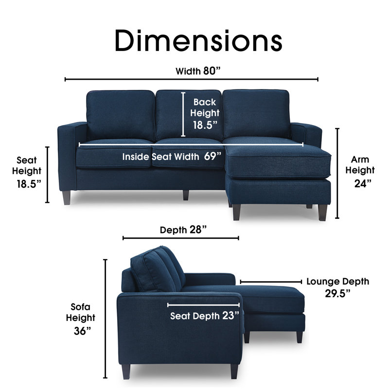 Serta Harmon Upholstered Reversible Sectional Sofa and Chaise