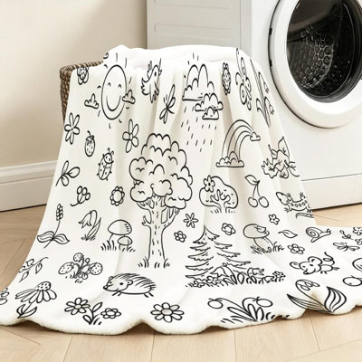 Black Ultra Soft Flannel Fleece Throw Blanket,Cartoon Single-Sided Print