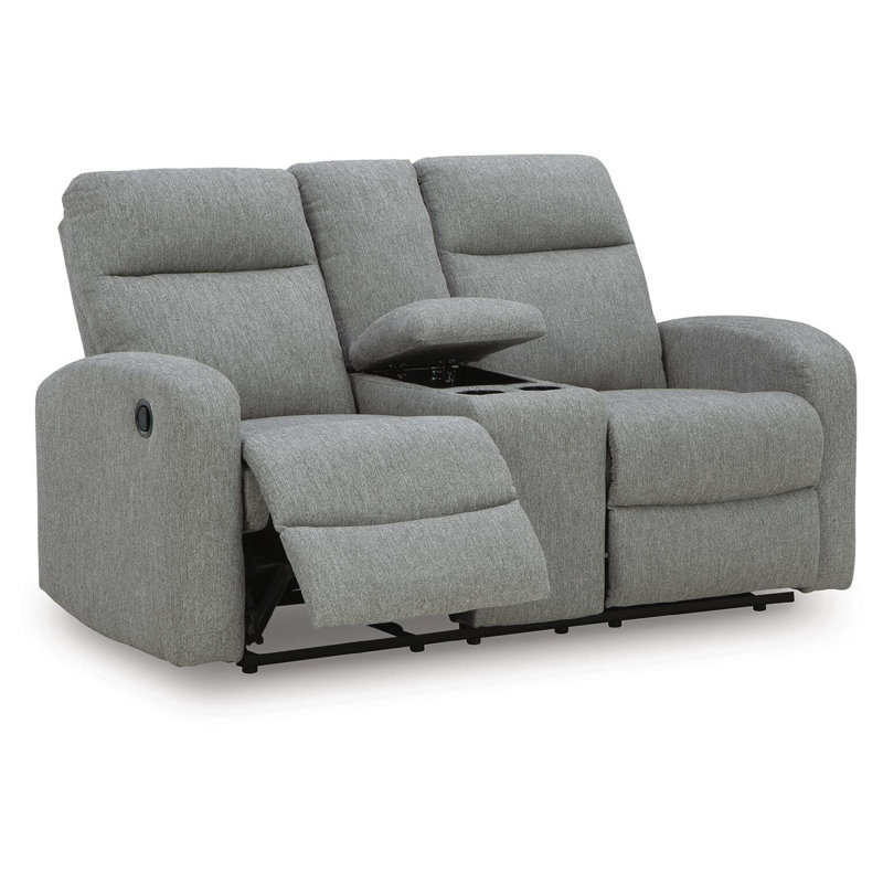 Causeuse inclinable manuelle Lete, console de rangement, polyester gris 67 po