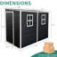 Remise extérieure en résine 8 x 4 pi - 2 fenêtres, porte verrouillable pour articles de jardin, porte noire, rangement pour outils Windows