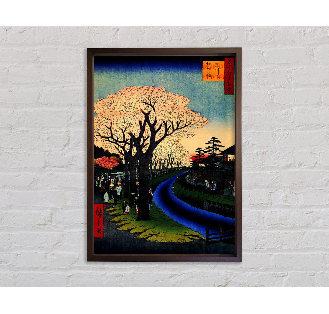 Hiroshige Blüten am Fluss Tama Gerahmter Druck