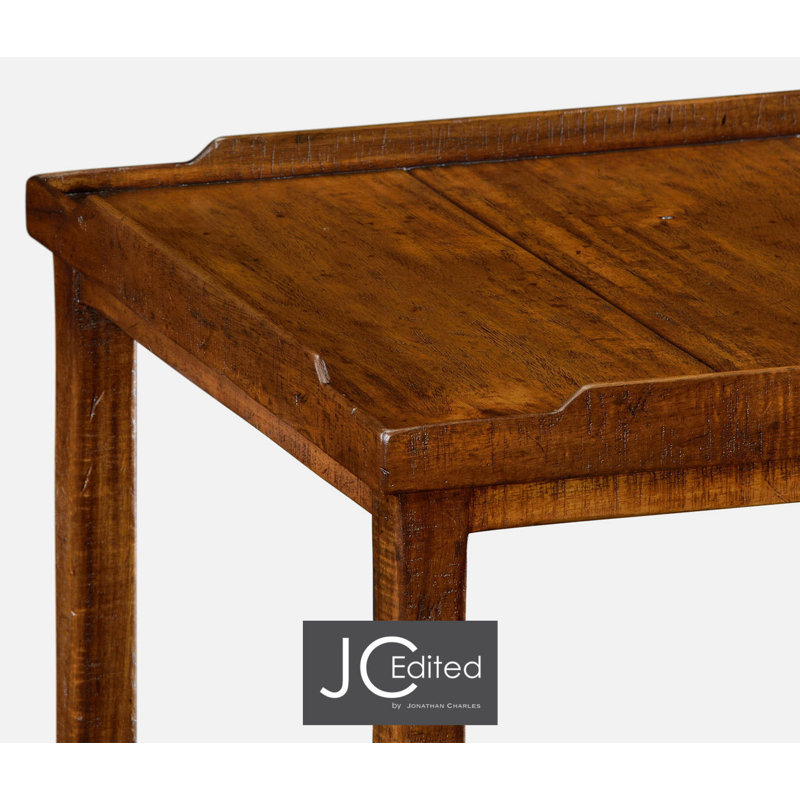 Casually Country Solid Wood End Table, Country Farmhouse Walnut