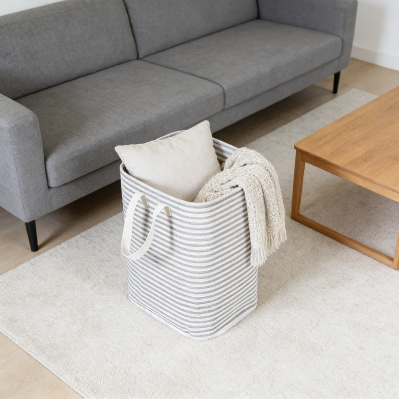 Panier à linge pliable de grande capacité avec longues poignées en tissu, panier de rangement polyvalent pour la maison, le bureau, le dortoir - 75L