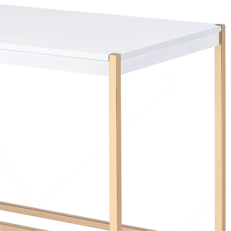 Gold Writing Desk With USB Ports, Gray