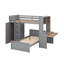 Lit mezzanine simple avec lit autonome, tablettes, garde-robe et bureau-657279071