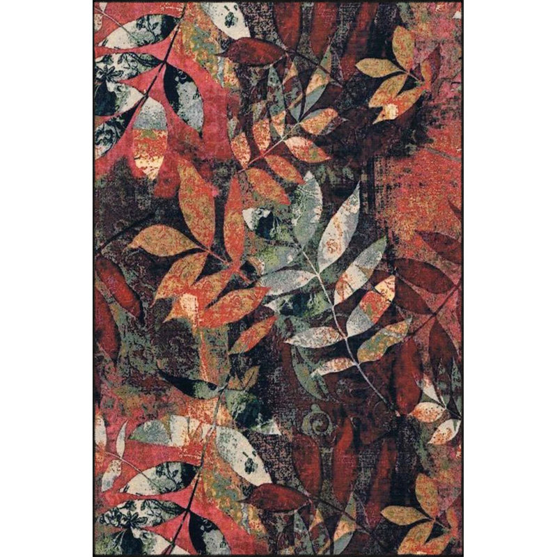 Brown Themed Floral Decorative Washable Carpet, Runner 2'6" x 9'11"