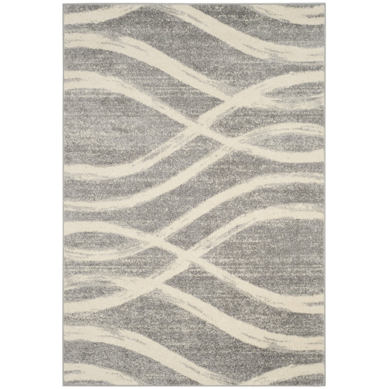 Tapis performance abstrait Shelva, Rectangulaire 2 pi x 3 pi, Grey/Cream