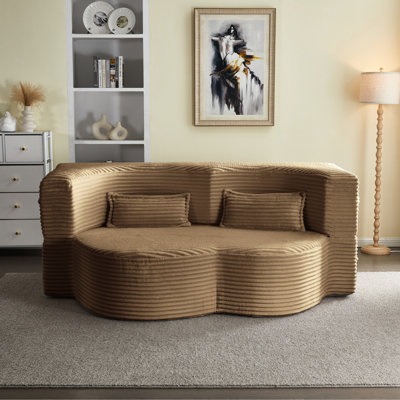 Full Size Camel Folding Corduroy Bed With Two Pillows, Space - Saving For Apartments And Lofts College Dorms Small