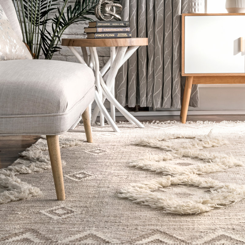 Tapis géométrique en laine noué à la main Northport, Carré 6 pi