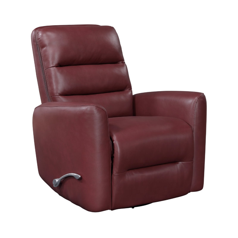 Demy Swivel Glider Manual Reclining Chair, Red Faux Leather Cushions, Red