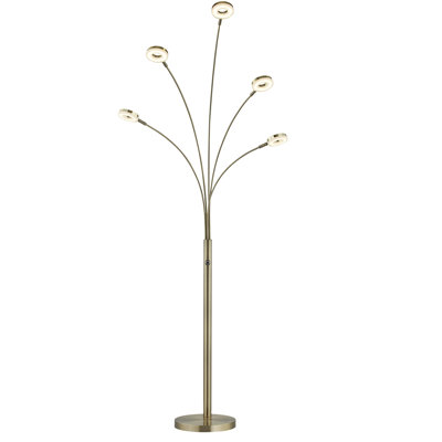 73'' Antique Satin Brass LED Tree Floor Lamp with USB