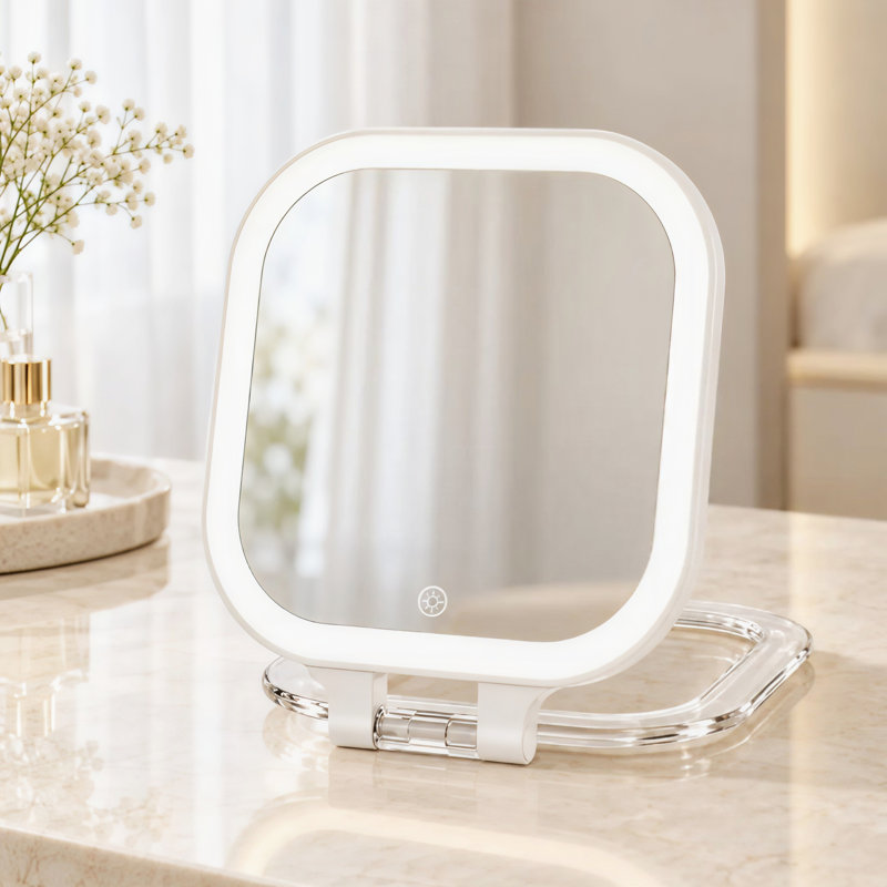 Miroir de maquillage lumineux pour voyage