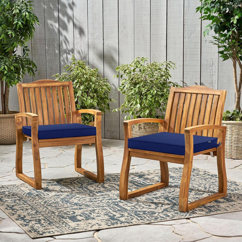 Outdoor Chair Cushions 24 X 24 Inch Waterproof Patio Chair Cushions With Tie 5 Year Color Fastness Thick Outdoor Seat Cushion For Garden Lawn Patio