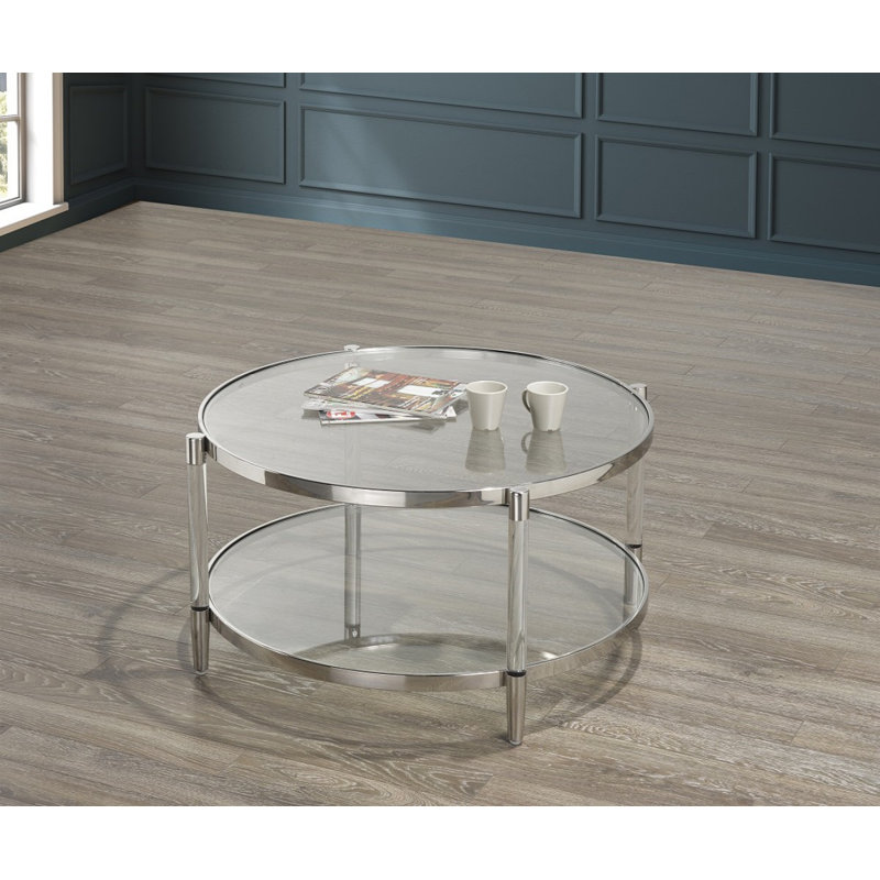 Table basse Emma, acrylique, Argent