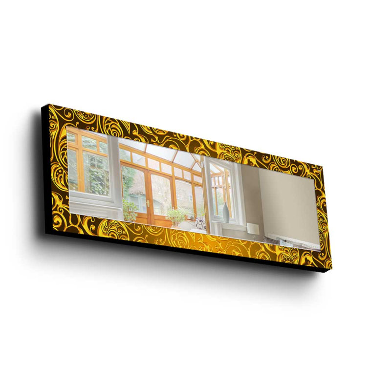 Elegant Decorative Mirror with 100% Pine Wood Frame, 15.7 x 47.2 inches | Real Glass Mirror (Thickness: 0.2 inches) | Stylish Fabric Painting | Ideal for Living Room, Bedroom & Entryway Decor