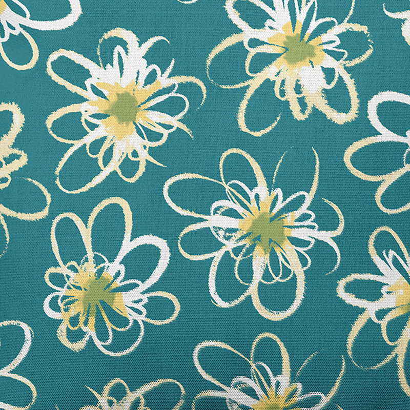 Botanical Blooms Geometric Outdoor Reversible Throw Pillow, 20"x20", Teal