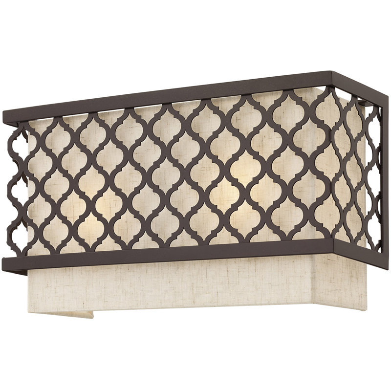 Mance Wall Sconce, English Bronze, 7" H x 15" W x 6" D