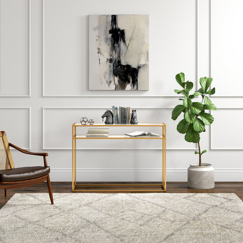 Addison 106.7cm Glass Top Console Table, Gold