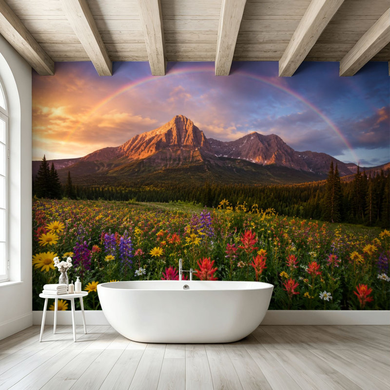 Peel and Stick Wallpaper Wall Mural Mountain Landscape Wall Art Self Adhesive and Removable, 99.6" L x 144" W
