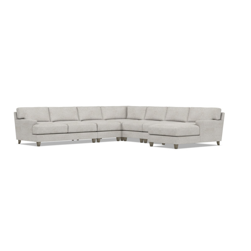 Bernhardt Mila 6-Piece Fabric Sectional, Light Gray Polyester, Right Hand Facing, 33.5" H x 137" W x 137" D