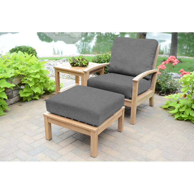 St. Lucia Teak Outdoor Lounge Chair, Spectrum Sand Sunbrella® Plainweave