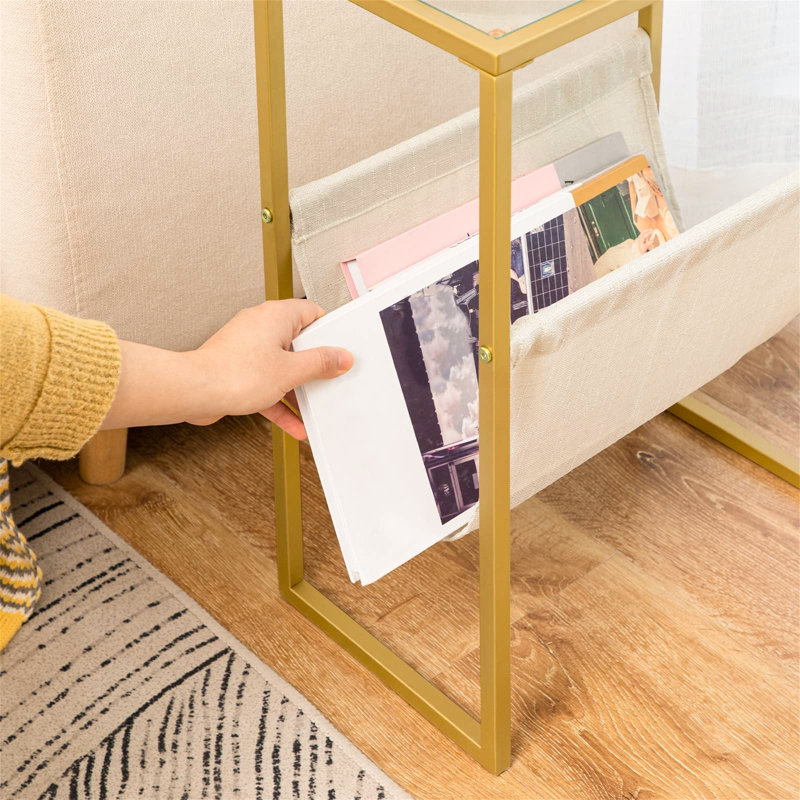 Agamjit 40cm W Iron Bedside Table