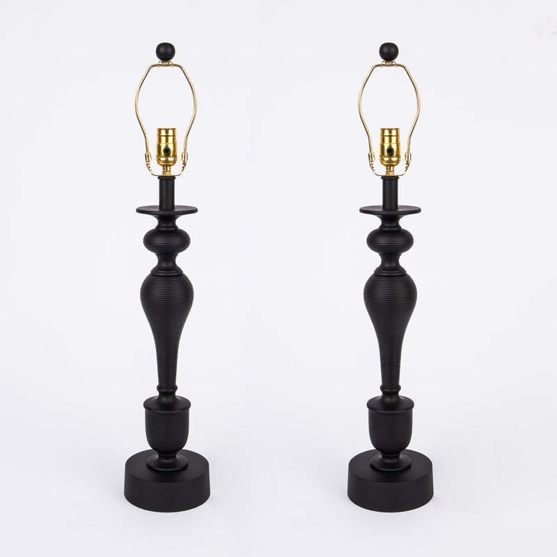 Matte Black Metal Tall Candlestick Table Lamp