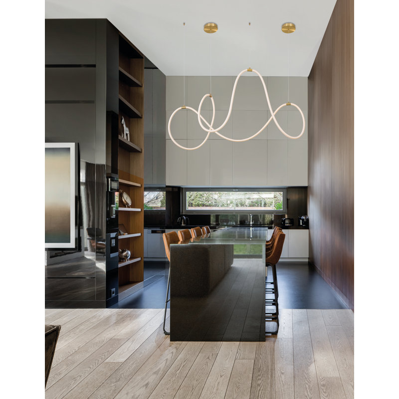 1 - Light Brass Gold LED Unique/Statement Pendant