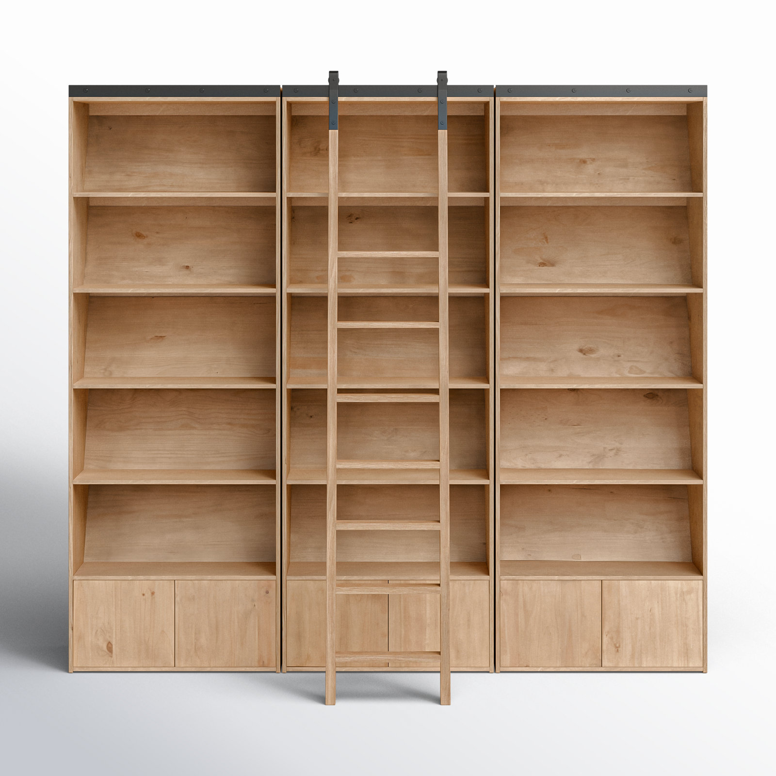 Modern Storage Bookcase - Light Wood & Iron Hardware