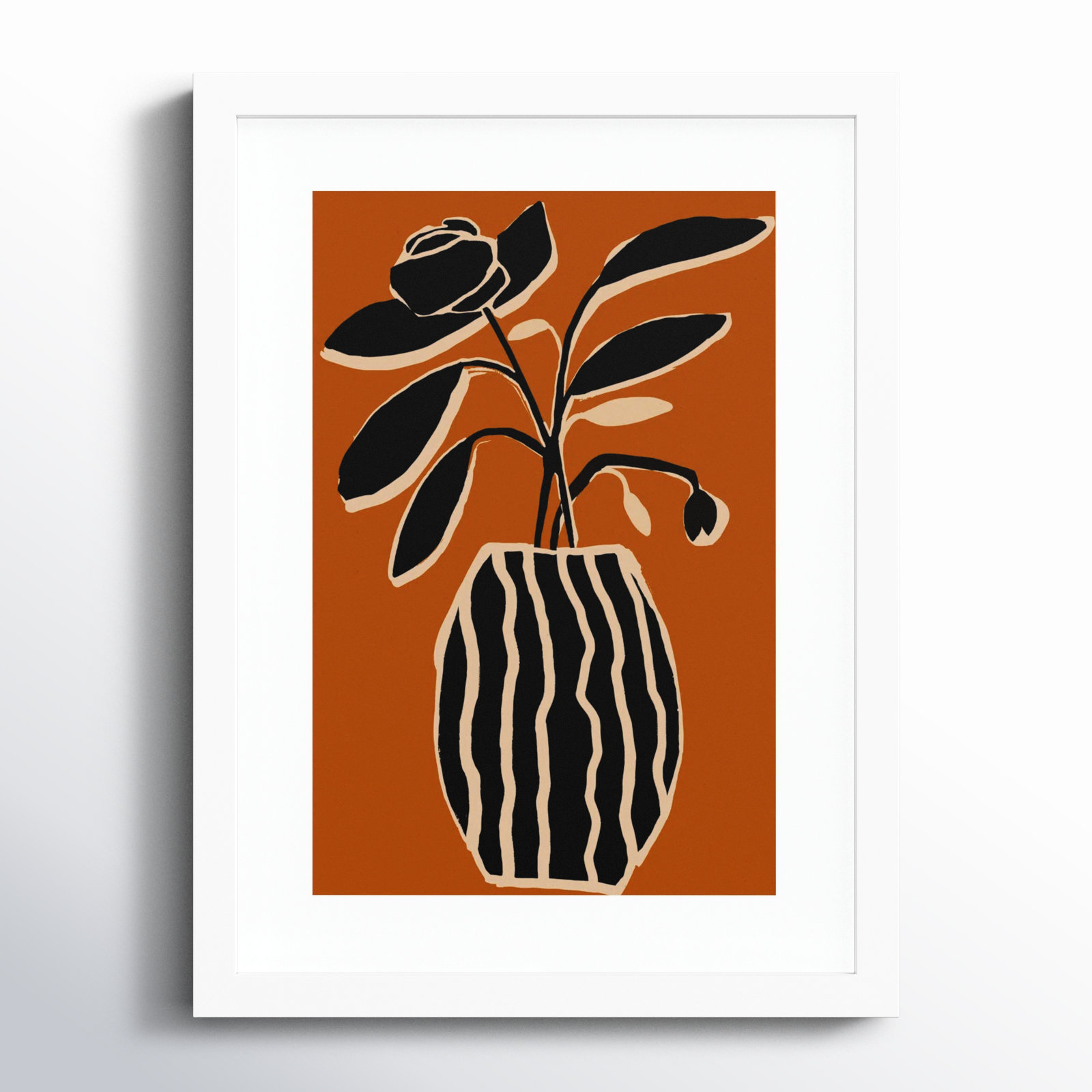 Ochre Still Life No 5 by Treechild, White Framed, 13" H x 10" W x 1" D