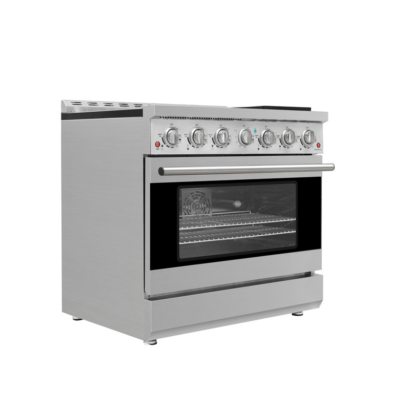 Duro Kitchen 30" / 36" Stainless Steel Freestanding Gas Range With Convention Fan, 6 Burners, 5.5 Cu Ft