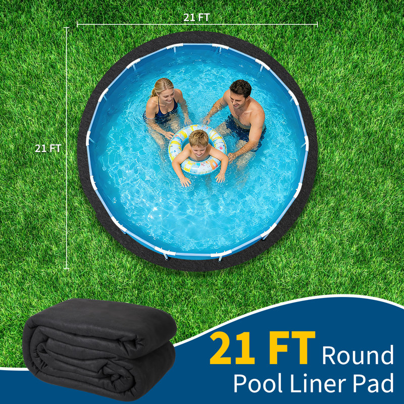 Heavy Duty Geotextile Pool Liner Pad for Above Ground Swimming Pools – Non-Woven, Puncture & Weed Resistant, Eco-Friendly Barrier, Protects Pool Liner – Shape: Round, Size: 21Ft