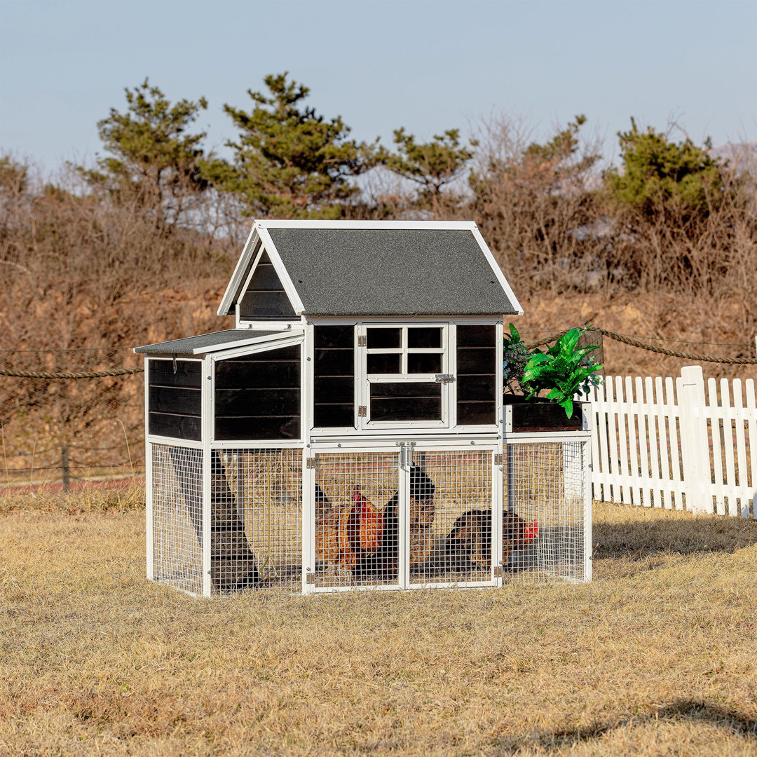 Exael Steel Frame Chicken Coop with Raised Bed Planter Tucker Murphy Pet™ 