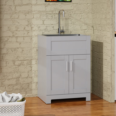 24'' L x 18'' W Gray Freestanding Laundry Sink with Faucet