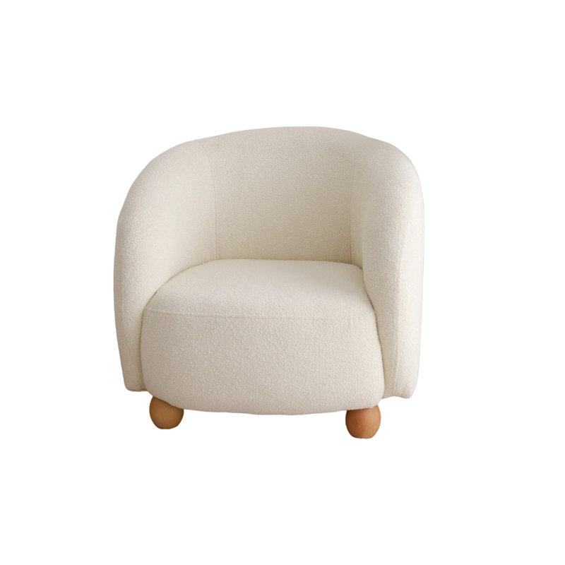 Elegant Wing Chair, White, 32.3 x 30.3 x 31.5 Inches | 100% Hornbeam Wood Frame, 100% Teddy Fabric | Comfortable Seat: 20.9 x 16.9 x 20.5 Inches | Perfect for Living Room & Cozy Reading Nook, Stylish Design