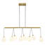 Luminaire suspendu moderne en forme de goutte d'eau, 8 ampoules G9, barre transversale plaquée or avec câbles noirs, 39 po de hauteur réglable de 19,7 po à 94,5 po, éclairage d'îlot de cuisine homologué UL pour plafond incliné