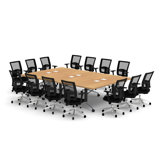 Rectangle 14 Person 80'' L Training Table and Chair Set with Casters