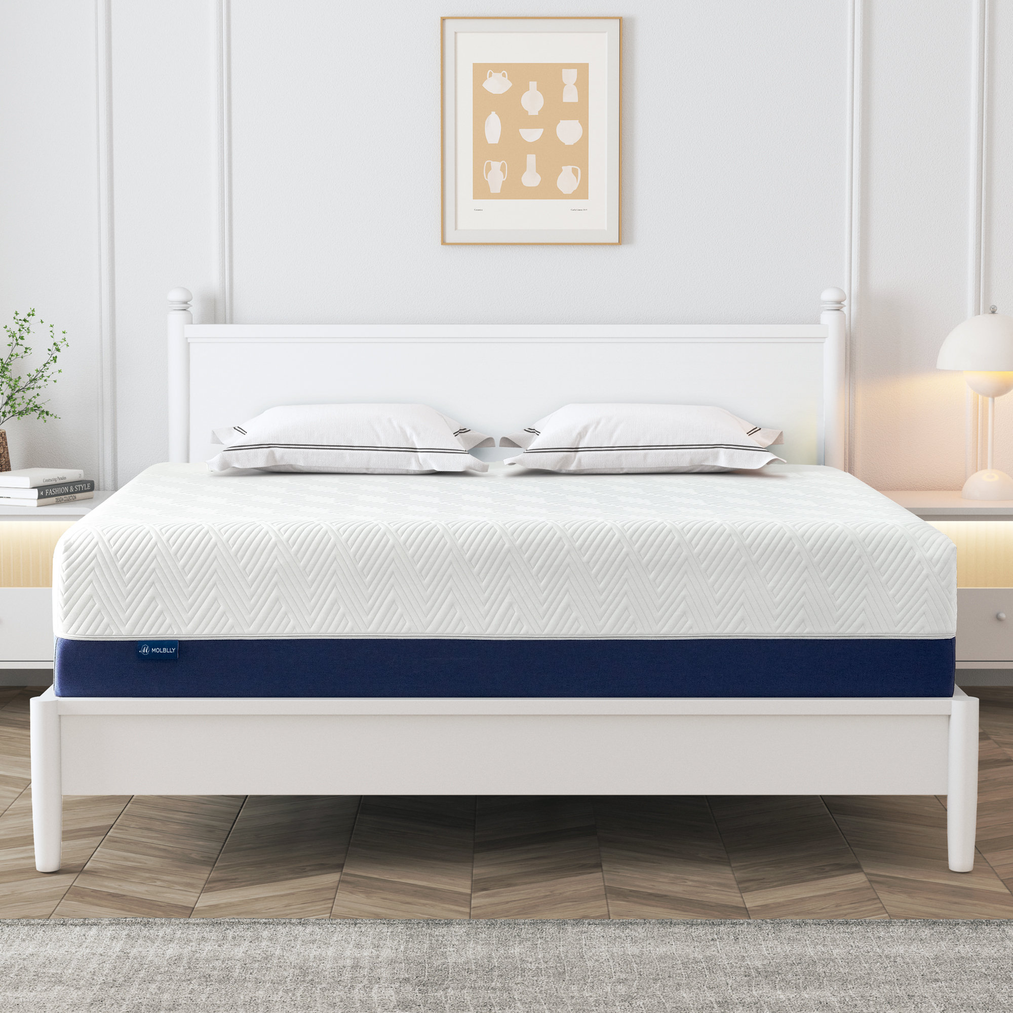 Alloech 14 Deep Blue and White Soft Breathable Comfort Memory Foam  Mattress Quick use & Reviews