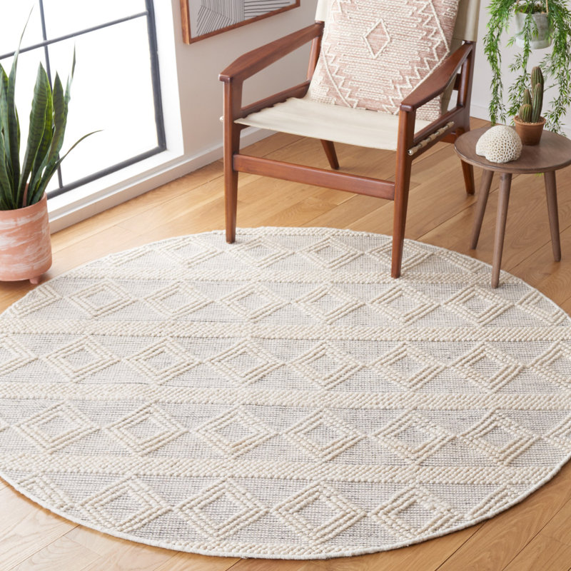 Tapis Natura 307 blanc / gris Nat307A, Rond 6 pi