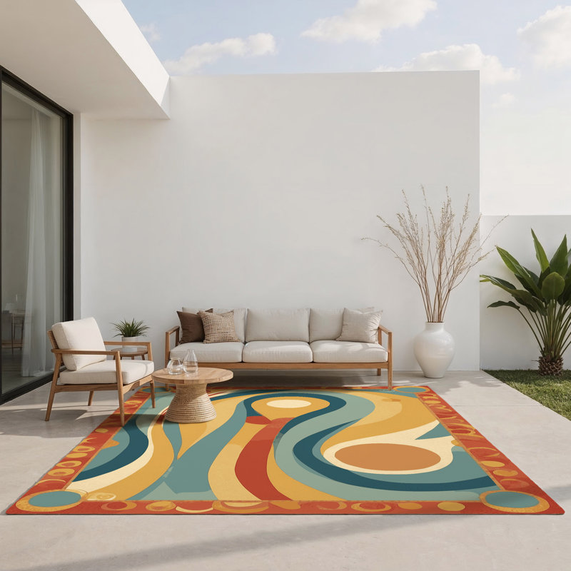 Tapis intérieur et extérieur Groovy Curl, Rectangulaire 2 pi x 3 pi