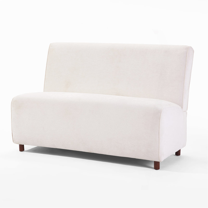 Causeuse en tissu 49 po Beige Boucle - coussin éponge 25D, pieds brun clair, canapé moderne pour le salon