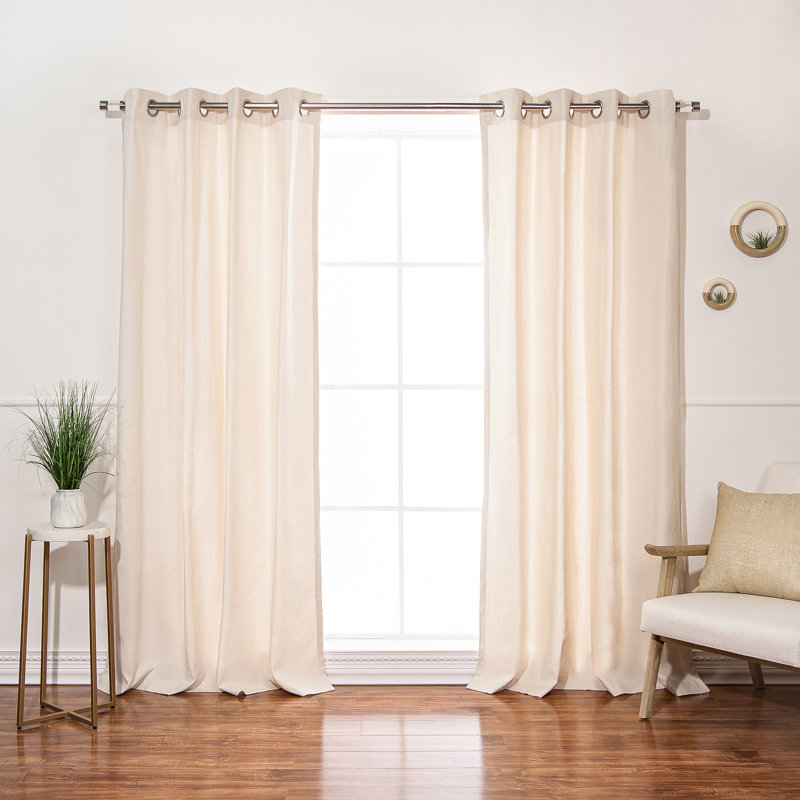 Panneaux de rideaux semi-transparents 100% coton, L 52 po x L 96 po, Gris