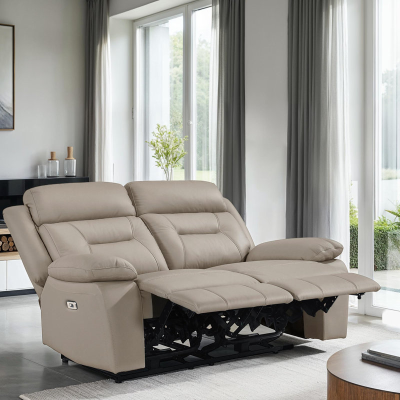 Hornbeck 62.5" Modern & Contemporary Power Double Reclining Loveseat - Dual Power Reclining with One-Touch Control, Integrated USB Charging Ports