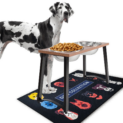 Large Breed Elevated Dog Bowl Stand – 16.1" Tall, 2 x 3000ml Capacity, Anti-Spill Mat Bonus