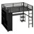 Metal Loft Bed Frame With Built-In Wardrobe, Desk And Storage Shelves-405566584-405566587