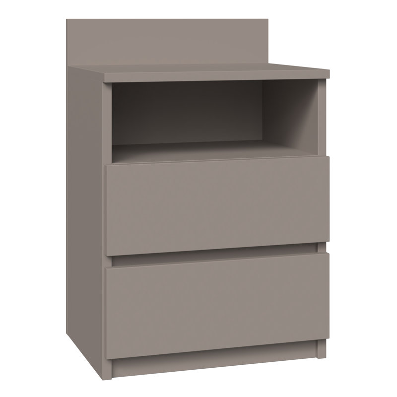 Abril 2 Drawer Bedside Table, Grey